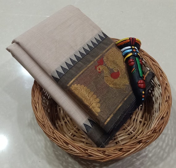Kanchi Silk Cotton Saree with Intricately Woven Border