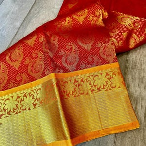 Kumkum red pure, silk mark certified kanjivaram silk saree | kanchi pattu online shopping usa | red bridal kanjeevaram silk saree | bridal