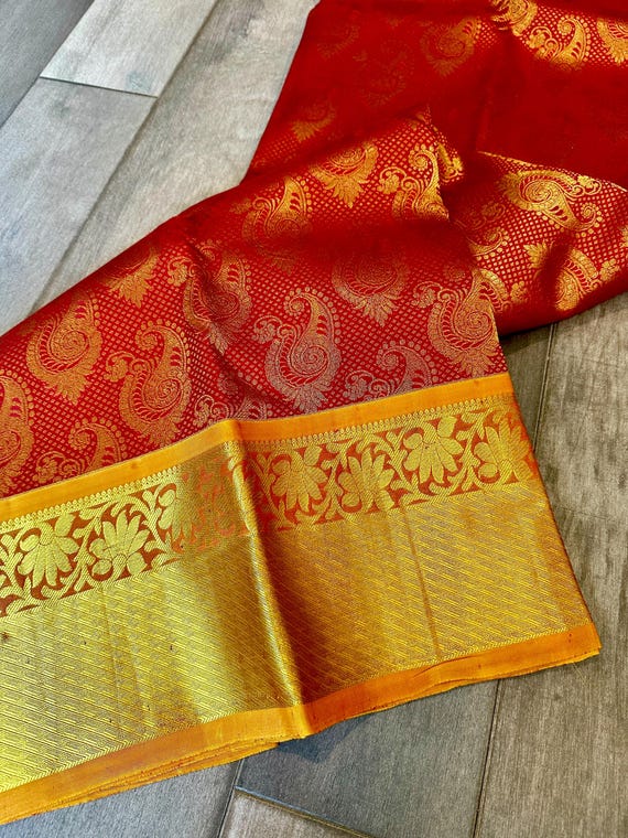 Kumkum red pure, silk mark certified kanjivaram silk saree | kanchi pattu online shopping usa | red bridal kanjeevaram silk saree | bridal