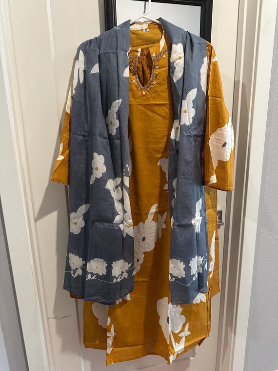 Size 3XL | Pure Jaipur cotton indian suit set with handwork | casual wear salwar suit online shopping usa | ethnic | kurti set online usa
