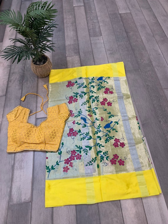 Uppada Tissue Silk Printed Saree | uppada pattu online | uppada silk sarees online