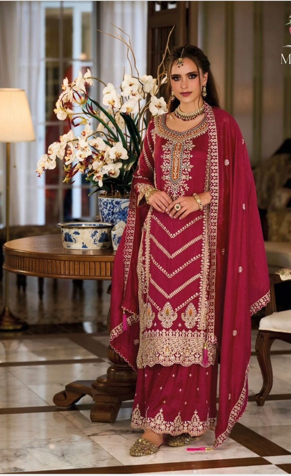 Size L: Exclusive mirror work and zardosi work sharara set | festive sharara suits online shopping usa | wedding shararas | indian ethnic