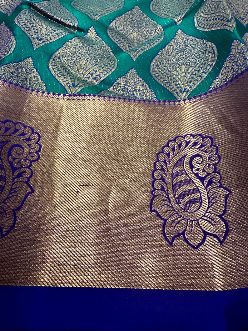 Silk mark pure kanjivaram silk saree | wedding saree | kanchi pattu sarees online shopping usa | kanchipuram silk saree online | green saree image 5