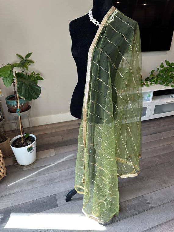 Netted dupatta in gorgeous colors with gold laced borders | netted duppatta sequin work online shopping usa | netted shawls | netted chunni