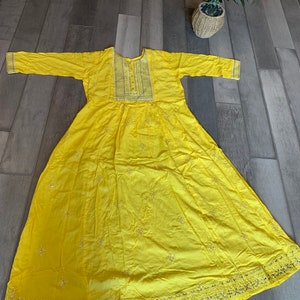 Lemon Yellow Rayon Anarkali with Beautiful Sequin Work