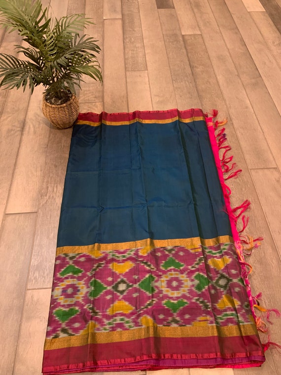 Pure Uppada Silk Saree with Pochampally Border | Pure uppada silk sarees online shopping usa | uppada pattu saree | ikkat saree | silk saree