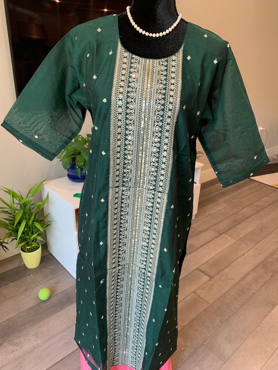 Buy Pure Cotton Rayon Embroidered Party Wear Long Pakistani Style XXL Size  Kurti at Amazon.in
