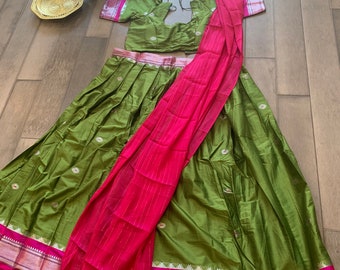 Size M-L | Women’s Half Saree Set with Stitched Blouse in Beautiful Colors | mixed silk half sarees online shopping usa | ethnic half sarees