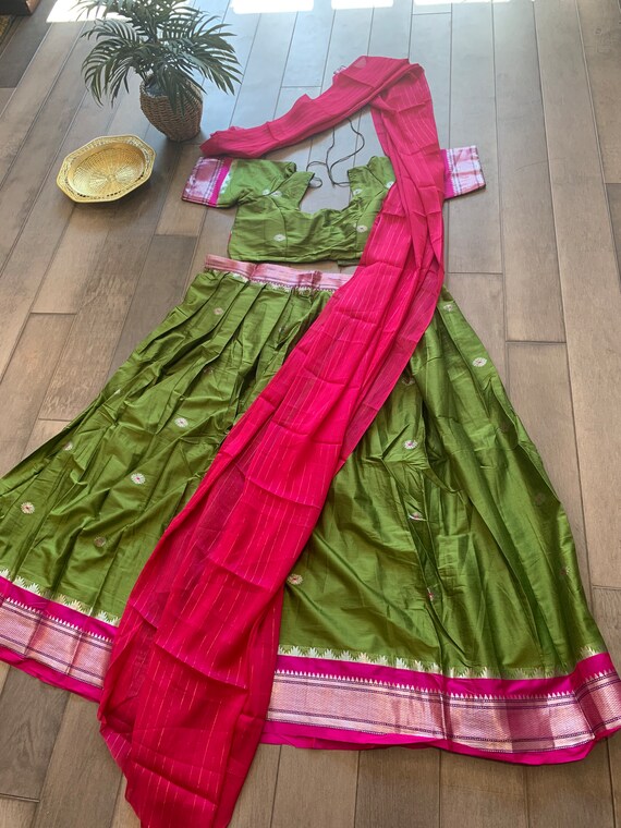 Size M-L | Women’s Half Saree Set with Stitched Blouse in Beautiful Colors | mixed silk half sarees online shopping usa | ethnic half sarees