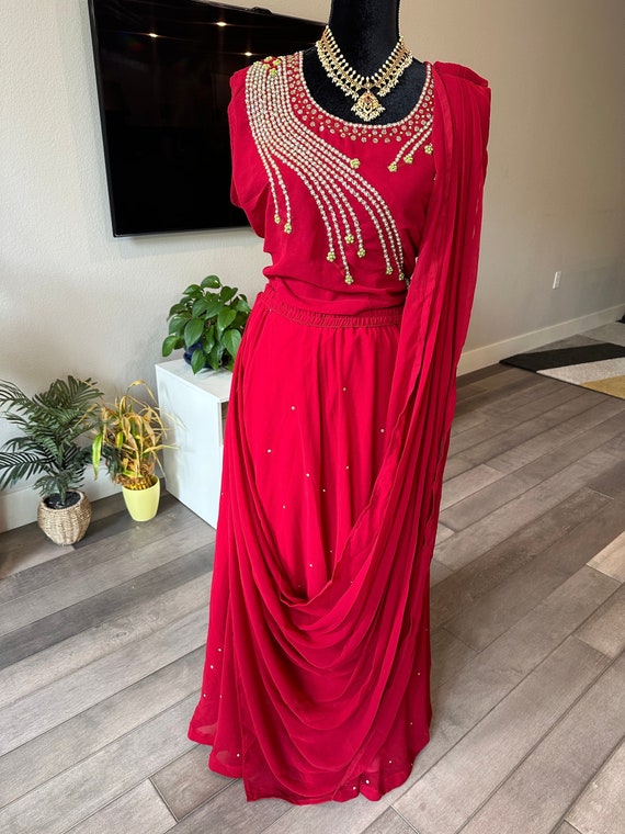 Size XL: Beautiful glass sequin and pearl work lehenga Set with sling dupatta | sequin work lehenga set | party wear lehengas online usa