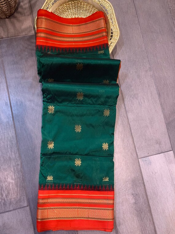 Traditional Ilkal Paithani Semi Silk Saree in Beautiful Contrast