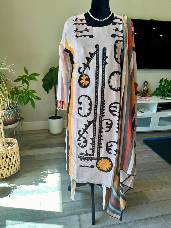 Beautiful cambric cotton suit set | glass sequin work suits online shopping usa | party wear suit sets | party wear kurtis | indian dresses