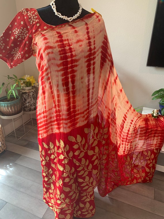 Trendy Shibori Tie Dye party wear saree with Readymade Designer Blouse | Party wear sarees