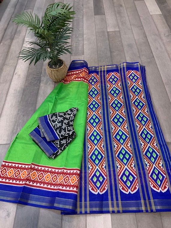 Fully Stitched Blouse - Ready to wear Designer Ikkat Patola mixed Silk Saree