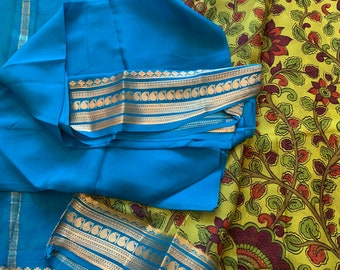 Sari de seda pura de Mysore com certificação Silk Mark, em estilo Kalamkari.