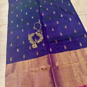 Handgewebter reiner Uppadada Seidensari mit breitem Gewebeband | reine Uppadada Seide Sari | reines Uppada Pattu | pattu saree online shoppen usa
