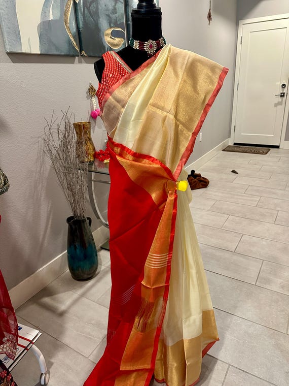 Size 36-38 optional stitched blouse | Pure, handwoven uppada silk saree with big zari border | uppada silk sarees online shopping usa