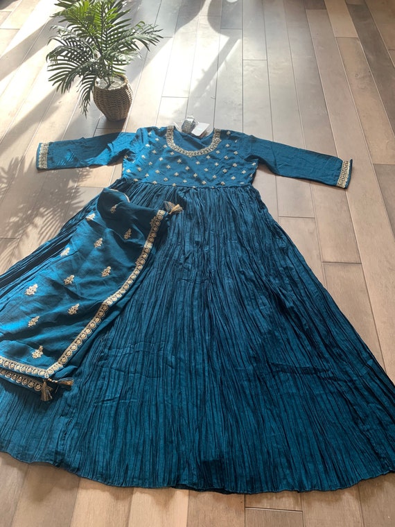 Exclusive Crepe Silk Gowns with Zardosi Work - XXL | anarkalis for wedding