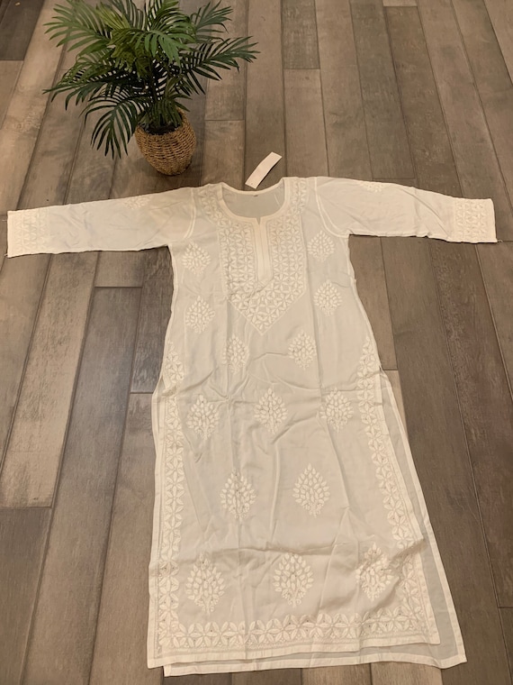 Handmade Chikankari Kurti in Premium Soft Cotton - Size 40 (L)