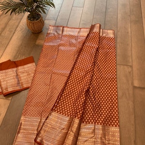 Brocade Semi Silk Kanchi Silk Saree in Gorgeous Silver Zari