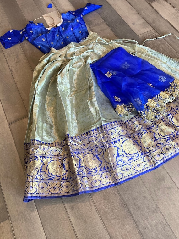 Young Women Half Saree Set with Stitched Blouse in Beautiful Colors