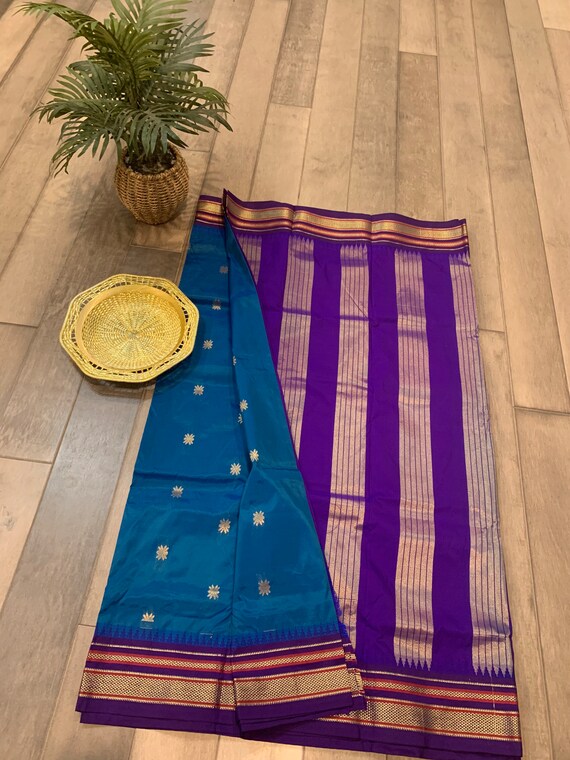 Traditional Ilkal Paithani Semi Silk Saree in Beautiful Contrast