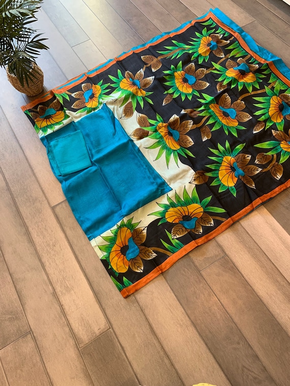 Pure Silk Mark certified Hand Painted Tussar Silk Saree