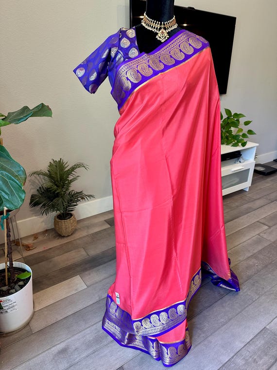 Size 40 optional blouse | Pure 120 gsm silk mark mysore silk saree | pure mysore silk sarees online shopping usa | wedding silk sarees usa