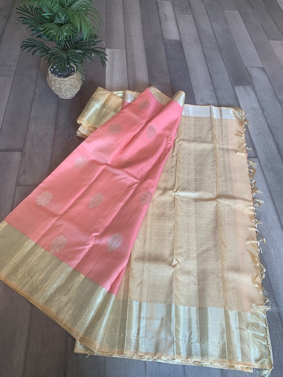 Pure, handwoven, silk mark certified kanchi pattu saree in 1 gram silver zari | silver zari sarees online | silver zari kanchi pattu sarees