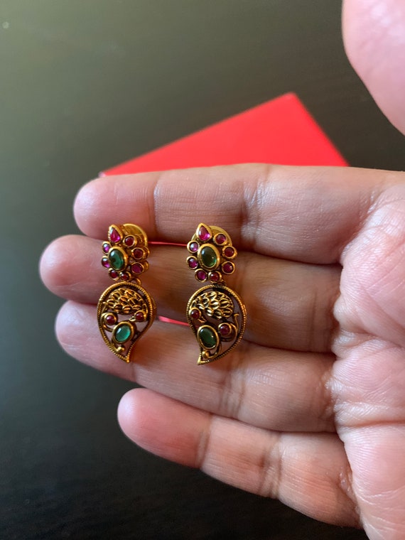 Buy One Gram Gold Traditional Black Beads Stud Earring for Women