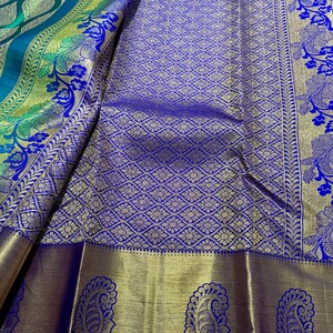 Silk mark pure kanjivaram silk saree | wedding saree | kanchi pattu sarees online shopping usa | kanchipuram silk saree online | green saree image 7