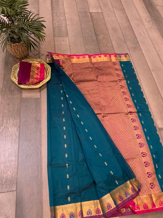 Superb Color Combo Semi Silk Saree in Beautiful Contrast