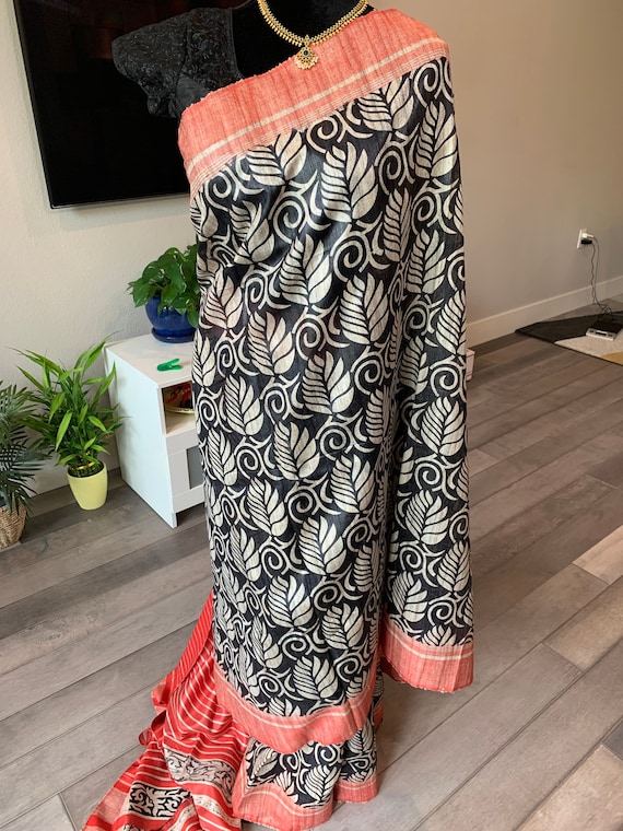 38 size optional fully stitched blouse | Pure, silk mark gicha silk saree | tussar silk sarees | tussar sarees