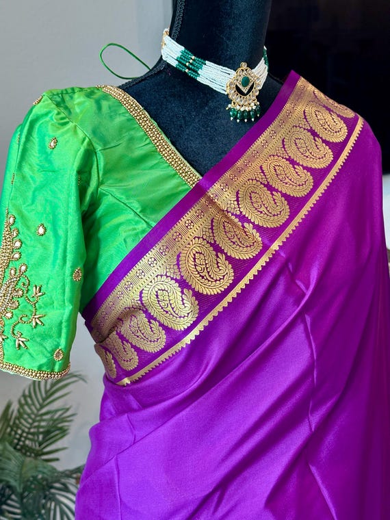 Size 38-44 optional blouse | Silk mark, 120 gsm thick, pure Mysore silk saree | Pure Mysore silk sarees online shopping usa