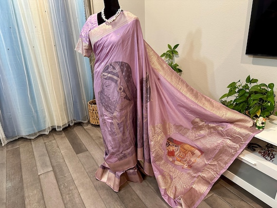 Size 36-44 stitched blouse | Unique themed Banarasi silk saree with zari woven art work | Banaras silk sarees online shopping usa | ethnic