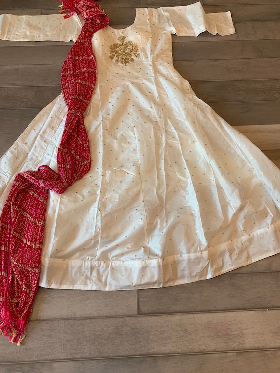 Bollywood Style Designer Silk Anarkali with Bandhni Dupatta | anarkalis online | anarkalis for wedding