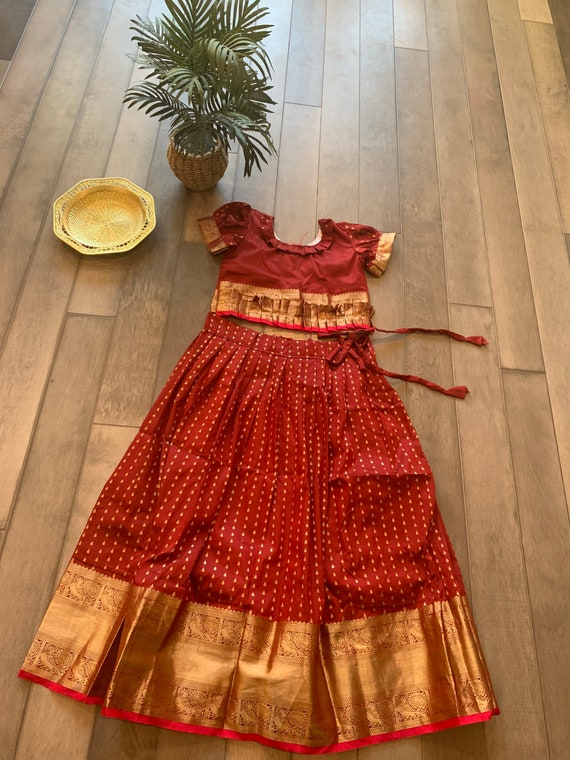 Designer Banarasi Silk Lehenga Blouse Sets for Girl Kids - 11 to 13 years old