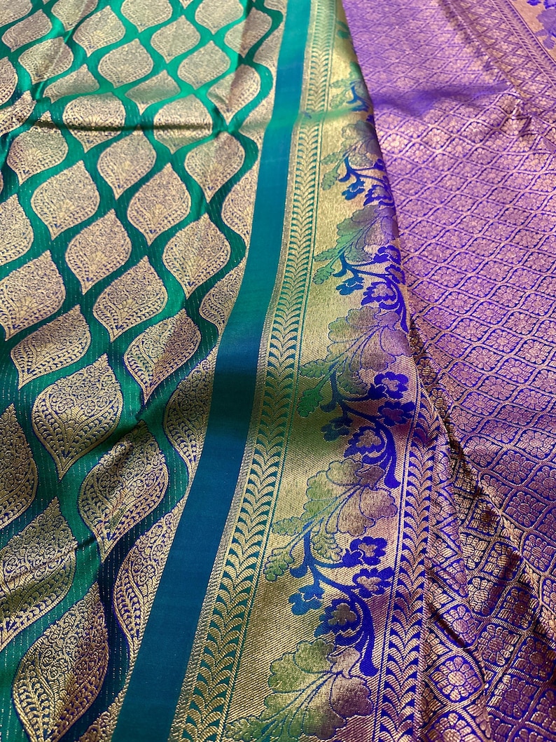 Silk mark pure kanjivaram silk saree | wedding saree | kanchi pattu sarees online shopping usa | kanchipuram silk saree online | green saree image 10