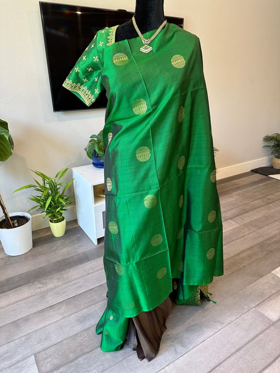Silk Mark Kanchi Silk Saree in Half n Half Style | kanchi pattu sarees online