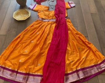 Size M-L | Women’s Half Saree Set with Stitched Blouse in Beautiful Colors | mixed silk half sarees online shopping usa | ethnic half sarees