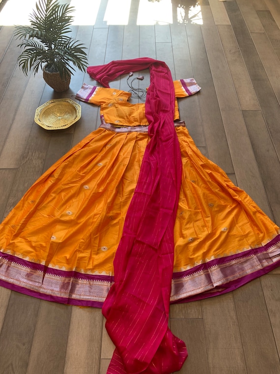 Size M-L | Women’s Half Saree Set with Stitched Blouse in Beautiful Colors | mixed silk half sarees online shopping usa | ethnic half sarees