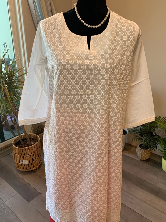 Size XL, XXL - Exquisite, branded, pure cotton kurti in hakoba and chikan work