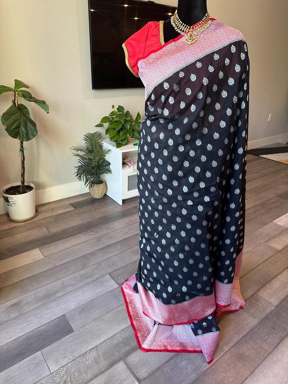 40-42 size optional stitched blouse | Grand and Festive Banarasi mixed silk saree | diwali sarees online shopping usa | ethnic banaras silk