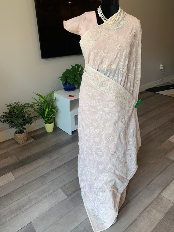 36-42 inches fully stitched designer blouse | Pure georgette chikankari sarees online | bollywood sarees | party wear sarees online usa