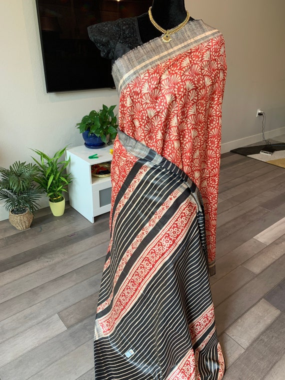 38 size optional fully stitched blouse | Pure, silk mark gicha silk saree | tussar silk sarees | tussar sarees
