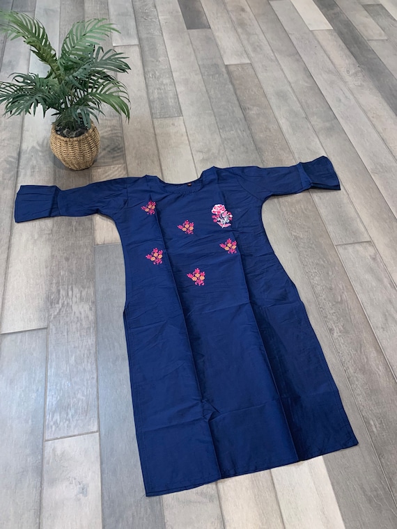Exclusive Tapeta Silk Kurti with Embroidery Work - Size L