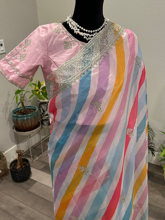 Size 36-40 inches fully stitched blouse | Sabyasachi designer party wear saree with zardosi work | party wear sarees online usa | ethnic