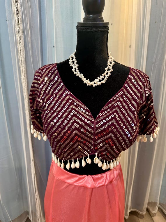 Size 38-42 inches party wear blouse with sequin and shell work | Readymade party blouses online shopping usa | sequin work saree blouses
