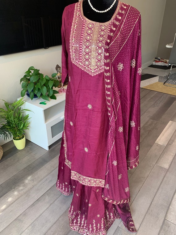 Size M (38 inches) sharara set with sequin and embroidery work | party wear sharara sets for women | sequin work dresses online shipping usa