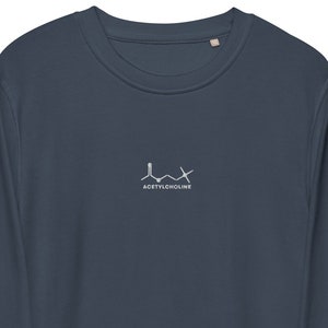 Molécula de acetilcolina bordado sudadera orgánica